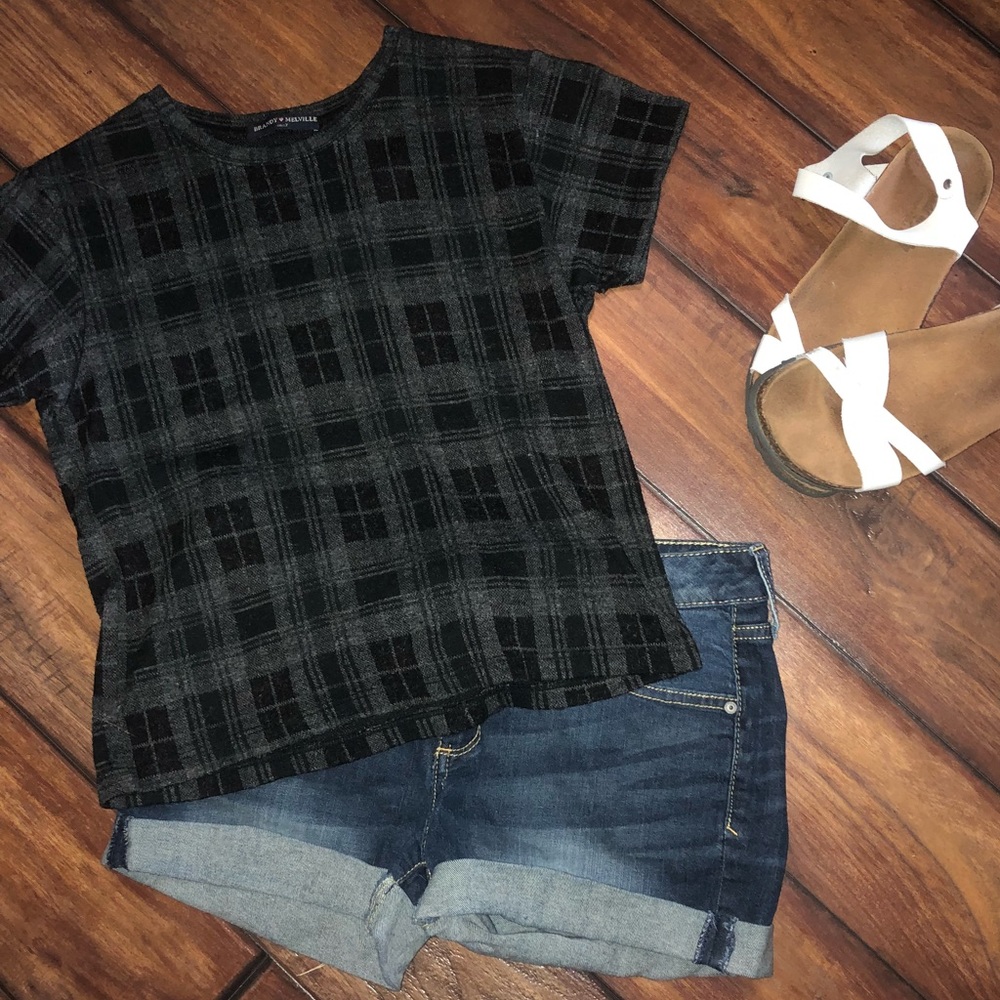 Black Plaid Brandy Melville T-shirt